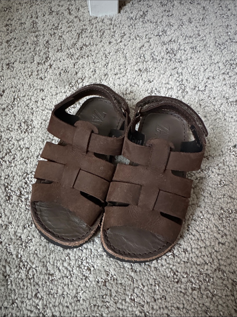 Zara Kids Brown Leather Fisherman Sandals